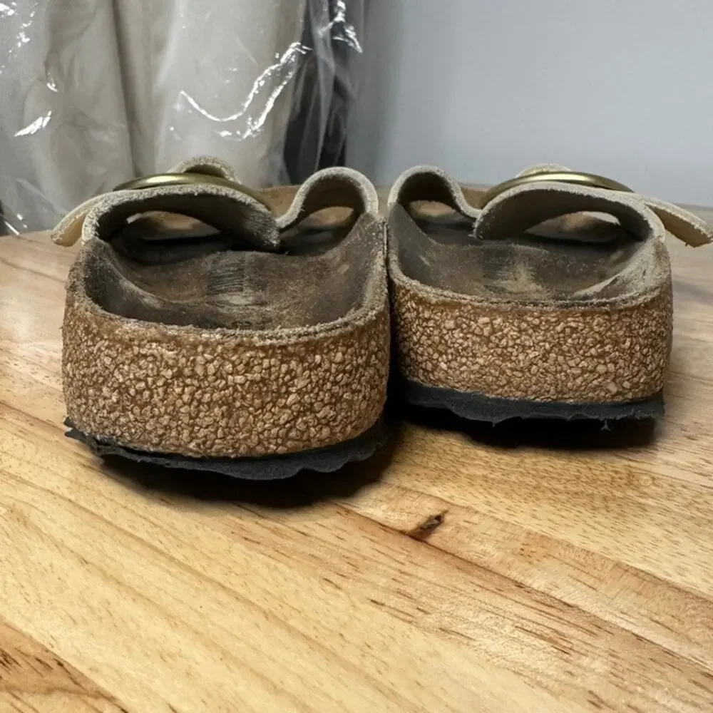 Birkenstock Womens Madrid Big Buckle Nubuck Leather Slide On Sandal EU 37 US 6 - Picture 6 of 7